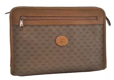 Authentic GUCCI Vintage Micro GG PVC Leather Clutch Hand Bag Purse Brown 7500I • $318.05
