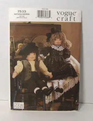 Vogue 7533 Rag Doll & Clothes - Shoes Dress Pantaloons 24  Doll Pattern Uncut • $14.75