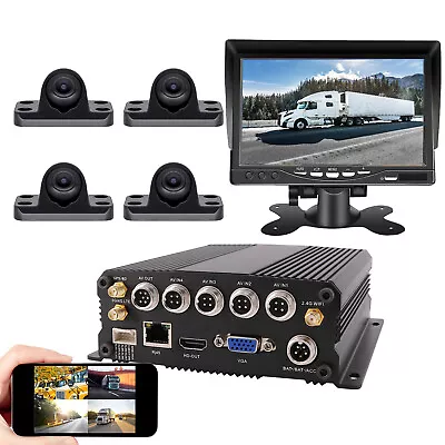 4-CH 4G GPS WIFI 1080P Truck DVR 130° View Mini Camera Remote View On APP/Web • $399.50