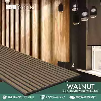 Walnut Acoustic Wood Panel 2400mm X 600mm | Internal | Slatted | Decorative • £75