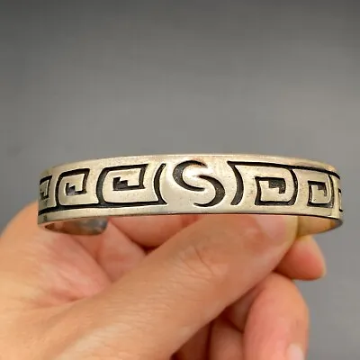 Vintage Hopi Friendship Whirlwind Sterling Silver Bracelet Cuff 6-3/4  • $148