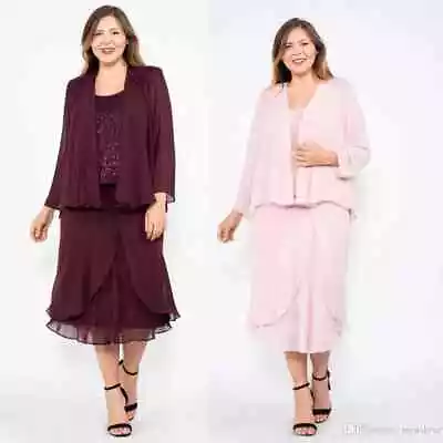 Burgundy Chiffon Mother Of The Bride Dresses Two Pieces Wedding Guest Dress • $134.75