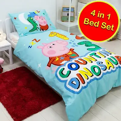 £28.99 • Buy Peppa George Pig Cotbed Bedding Set 4-in-1 Toddler Cot Quilt, Pillow + Covers