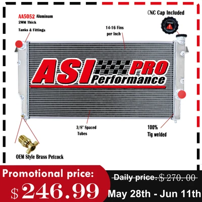 $246.99 • Buy 4 Row Aluminum Radiator For 1994-2002 Dodge Ram 2500 3500 Cummins 5.9L V8 Diesel