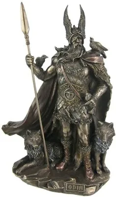 £74.98 • Buy Odin VIKING NORSE MYTHOLOGY GOD W WOLVES Statue Antique Bronze Finish