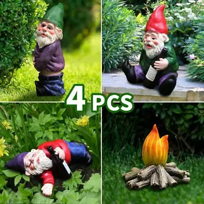 4/8PC Naughty Gnome Statues Garden Decoration DIY Resin Fun Ornament. • $16.49