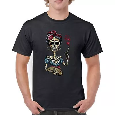 Frida Kahlo Sugar Skull T-shirt Calavera Mexican Day Of The Dead Men's Tee • $19.95