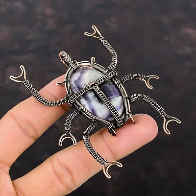 Chevron Amethyst Wire Wrapped Beetle Pendant Copper Jewelry For Women 3.31  • $29.10