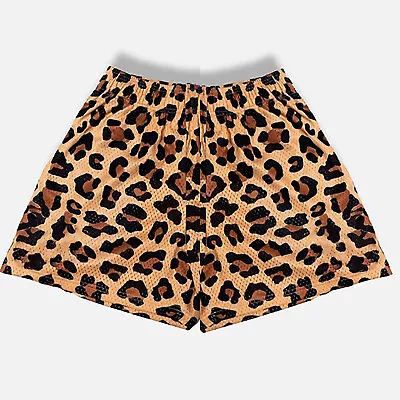 Men's Quick Dry Leopard Print Mesh Pants Quarter Beach Board Shorts Mini Trouser • £15.19