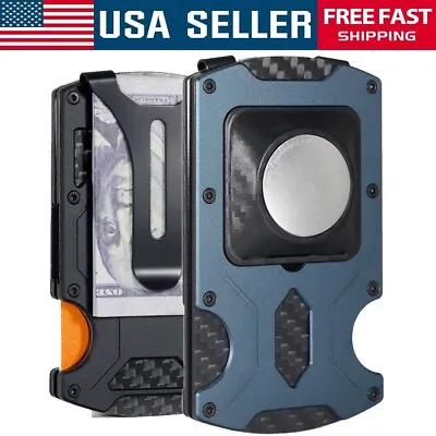 Tactical Wallet With Airtag Holder Carbon Fiber Money Clip RFID Blocking ID Card • $16.99