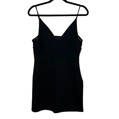 Express Sheath Dress Mesh V Neck Spaghetti Straps Lined Side Zip Black Women S • $12.89