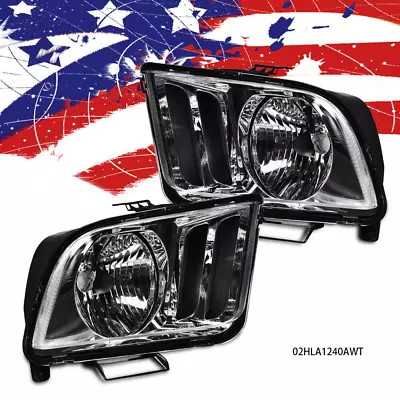 Fit For 2005-2009 Ford Mustang Clear/Chrome Headlights Headlamp LH & RH 1Pair • $57.69