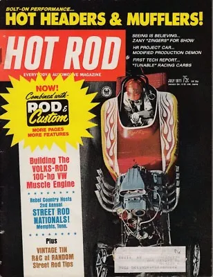 HOT ROD Magazine July 1971 - Building The Volks-Rod / Tunable Racing Carbs / Moo • $8.99