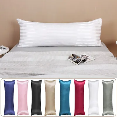 $15.70 • Buy Soft Silky Satin Body Pillowcase Envelope Long Bedding Pillow Cover 20 X54 
