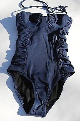 NWT J Crew Swim Ruched Underwire Tank Navy Sz 0 Extra Small XS #16498 • $19.99