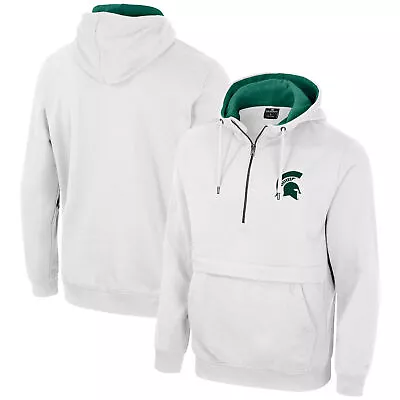 Men's Colosseum White Michigan State Spartans Half-Zip Hoodie • $54.99