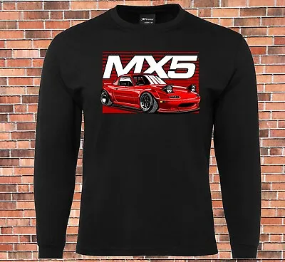JB's Long Sleeve Black T-shirt Mazda MX5  New Retro Car Design Racing Drifting • $27.99