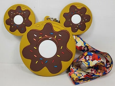 NEW Disney Parks Large Mickey Mouse Snacks Donut Sprinkles ID Holder And Lanyard • $24.99