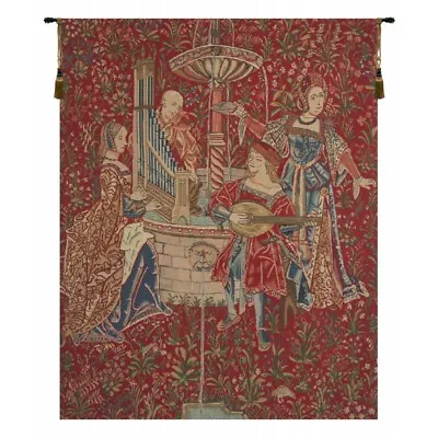 Medieval Concert Music Dancing Garden Scene European Woven Tapestry Wall Hanging • $217.79