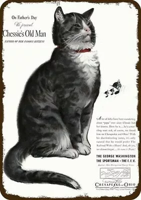 1937 CHESAPEAKE & OHIO CHESSIE Cat & PEAKE VntLook DECORATIVE REPLICA METAL SIGN • $42.72