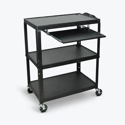 Luxor Extra Wide Steel Adjustable Height A/V Cart W/Pullout Keyboard Shelf • $341.45
