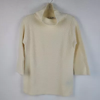 £28.48 • Buy Boden Womens Audrey Sweater Cream Wool Tight Knit Mock Neck 3/4 Sleeve Size 8