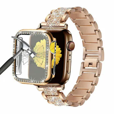 $17.99 • Buy Crystal Bling Band Case IWatch Strap For Apple Watch Series 8 7 SE 6 5 3 42 45mm