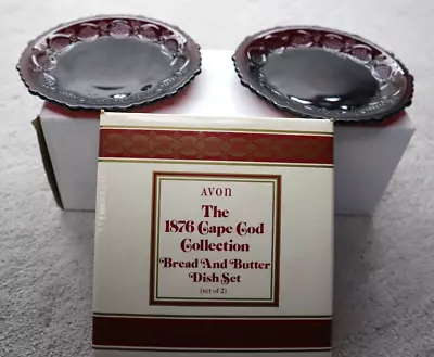 Vintage Avon 1876 Cape Cod Bread And Butter Dish Set (2) Ruby Red NOS In Box • $24.95