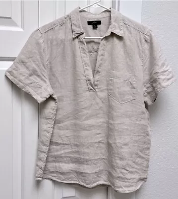 J CREW Relaxed-fit Short-sleeve 100% Linen Shirt Sz S B18 • $25