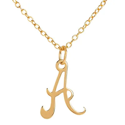 £55.99 • Buy 9ct Gold Necklace Letter Gift Pendant Initial With 16'' Trace Chain Charm A-Z