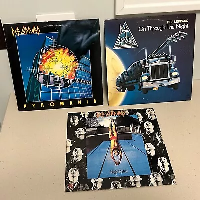 (3) DEF LEPPARD LP Lot Pyromania High 'N' Dry On Through The Night MASTERDISK • $66.95