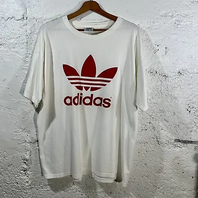 Vintage 90s Adidas Trefoil Double Sided Tee T Shirt Red & White Mens XL 80s Y2k • $30