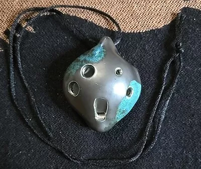 Vintage Ceramic Ocarina 4-hole Flute Pendant With Lanyard Vessel Flute • $59.94