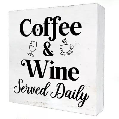 Modern Kitchen Wooden Box Sign With Saying Desk Decor 5 X 5 Inch Served Daily... • $22.93