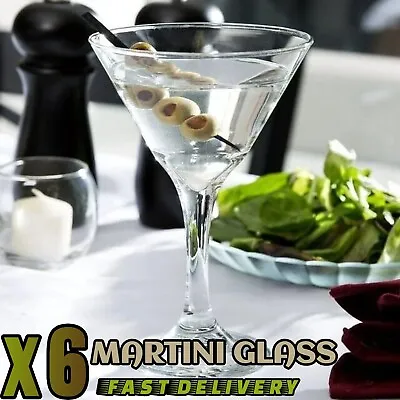 Set Of 6 Bistro Misket Martini Glasses 190ml Clear Perfect For Party Champagne • £13.99