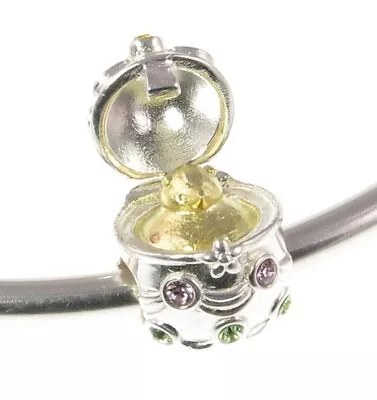 Chamilia 925 Silver & Crystal MY LITTLE CHICKADEE EGG LOCKET Charm Bead Easter • £32.99