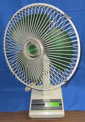 Vintage Sears 3 Speed Oscillating Fan ~ Green Plastic Blades ~ Works! • $125