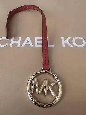 NEW Michael Kors 3D MK Logo Gold Charm Flame Red Leather Strap Handbag Hang Tag • $18