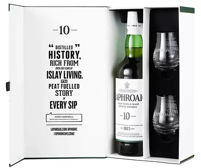 Laphroaig 10 Year Old Scotch Whisky Gift Box With 2 Glasses • $149.99