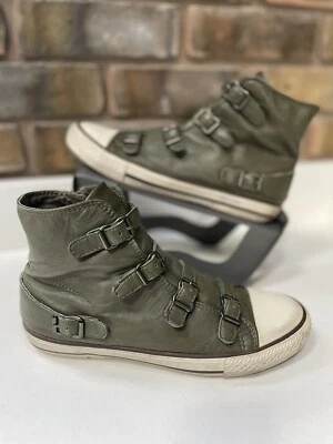 £50 • Buy Ash Green Virgin Buckle Leather Trainers Hi Top Sneaker Boots Pumps 6 39 £145