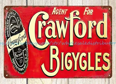 Crawford Bicycles Bike Metal Tin Sign New Home Decoration • $18.96