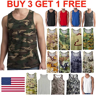 Mens Tank Top Muscle Gym Sleeveless Plain T-Shirts Tee A-Shirt NEW • $12.85