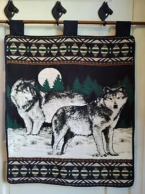 Wolf Wolves Tapestry Wall Hanging Lakefront Cabin Cottage 32 X25  Man-cave Lodge • $29.99