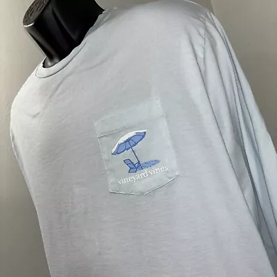 Vineyard Vines Whale Pocket T Shirt Blue Long Sleeve Beach Mens Size 2XL XXL • $21.99