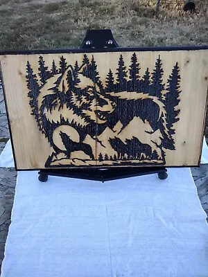 Solar Pyrography Wood Burning Wolves Western Decor Outdoors Native  • $75