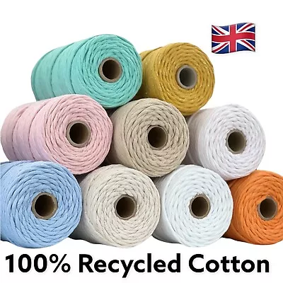 £2.50 • Buy British Macramé Cord 5mm Single Twisted Pipping Cotton Cord String Craft 