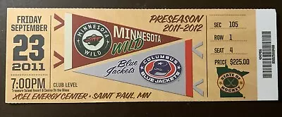 Minnesota Wild 9/23/2011 NHL Ticket Stub Vs Columbus Blue Jackets • $5.95