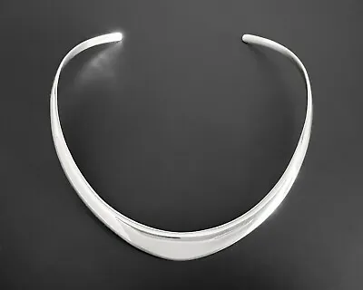 45g Vtg Torque Sterling Silver Curve Heavy Chunky Graduated Modernist Necklace • $145