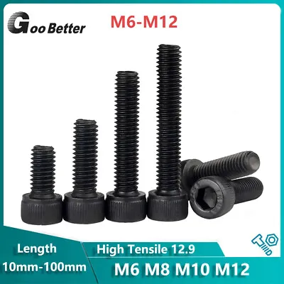 M6 M8 M10 M12 Socket Cap Head Bolt Hex Allen Key Screws Fine Thread Black 12.9 • £1.20