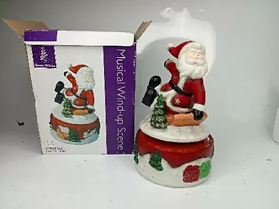 Christmas Snowman Porcelain Wind Up Musical With Rotating Scene Boxed • £19.99